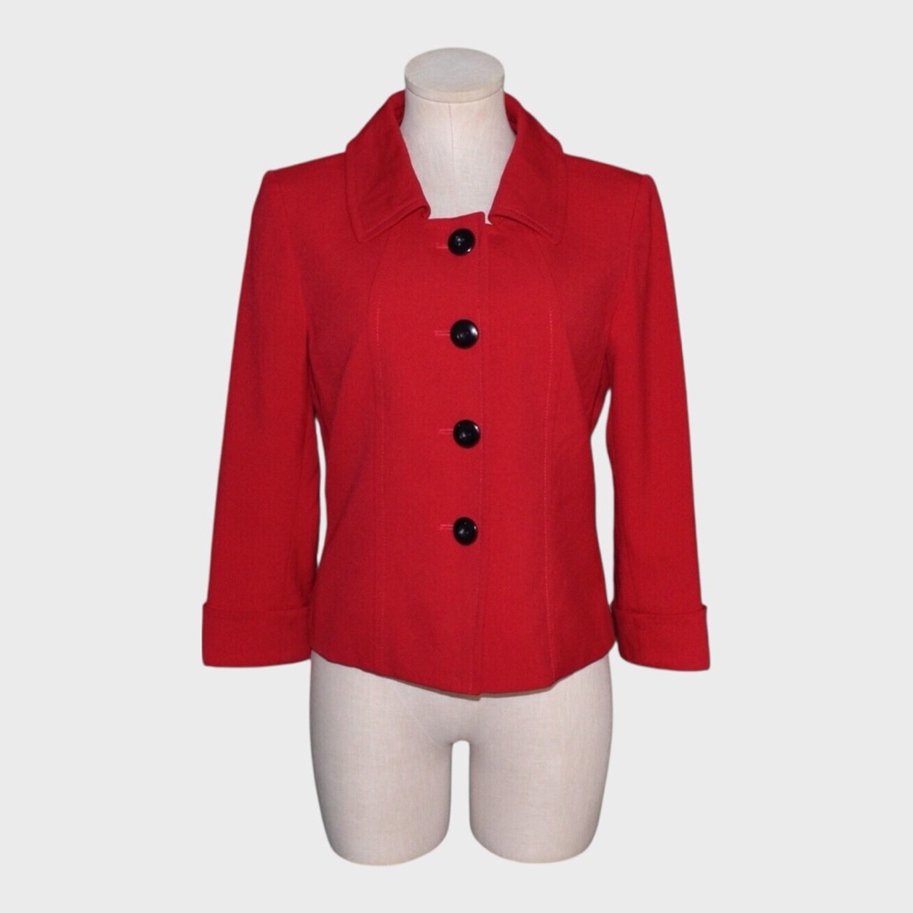 Tahari ASL Red Button Front Jacket